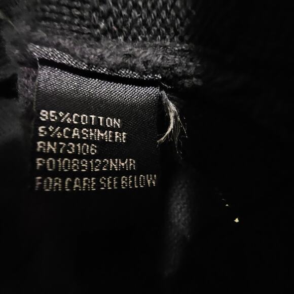 Michael Simon Cardigan Sweater Black Knit Rainbow Braid Trim Cotton Cashmere XL - Picture 7 of 8